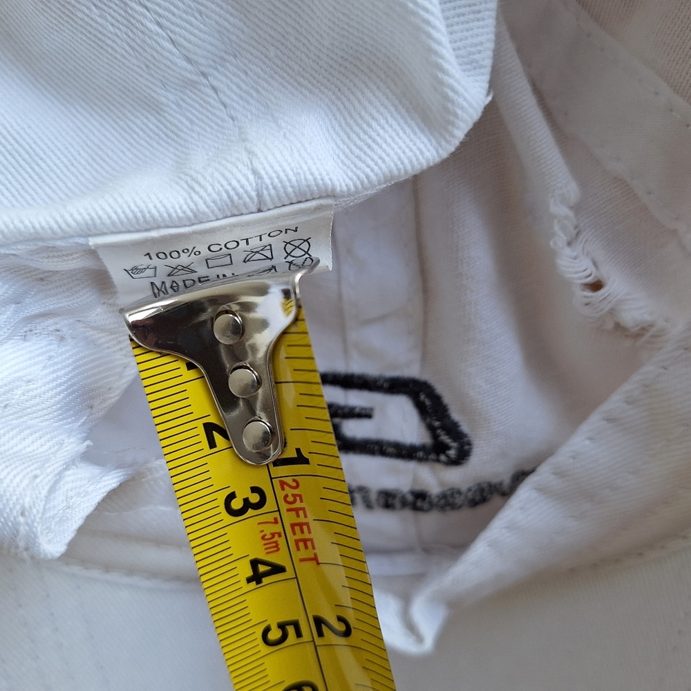 White Distressed Ripped Baseball Capp - Picture 3 of 3
